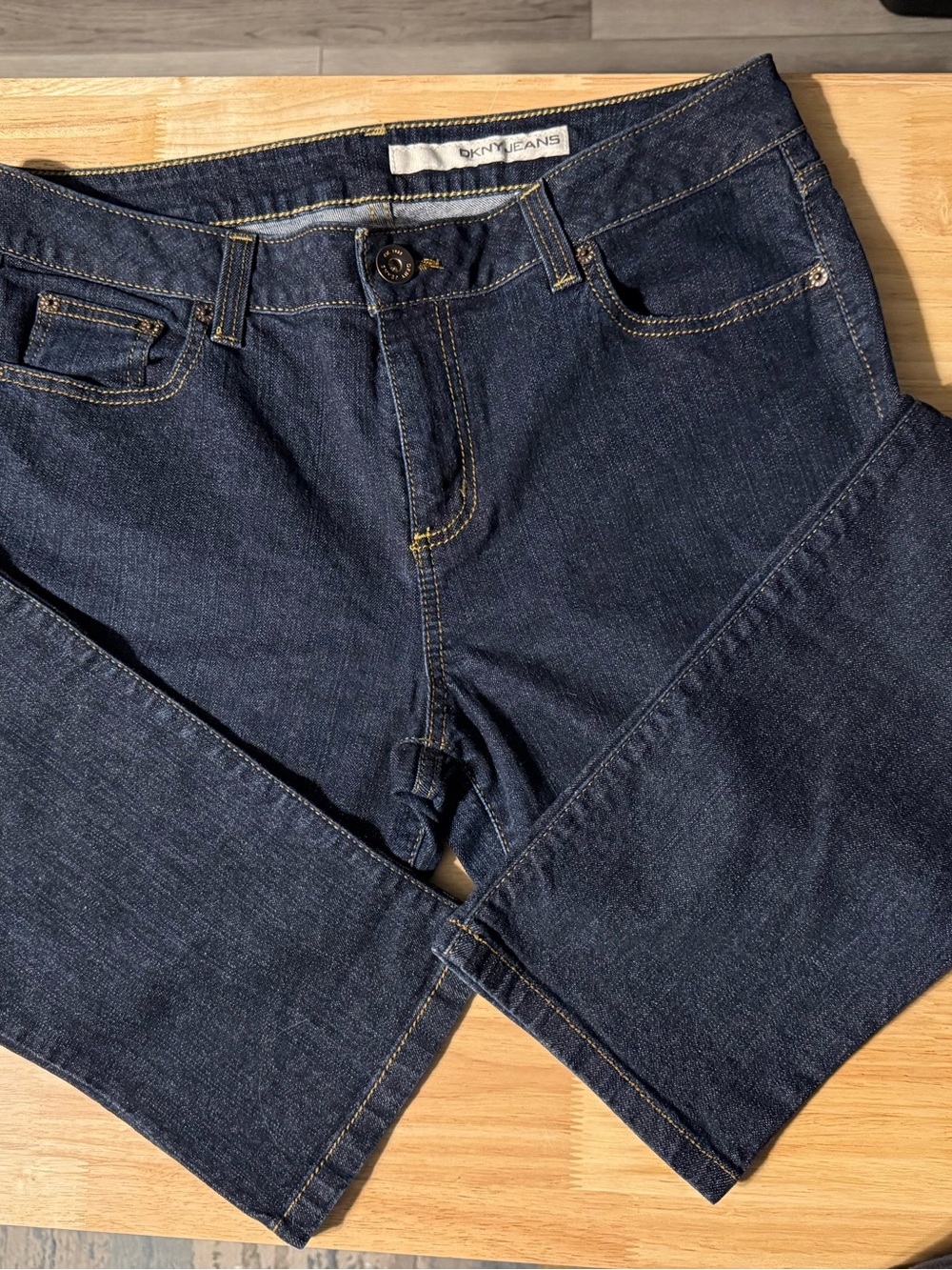 DKNY Women's Dark Indigo Straight Leg Jeans